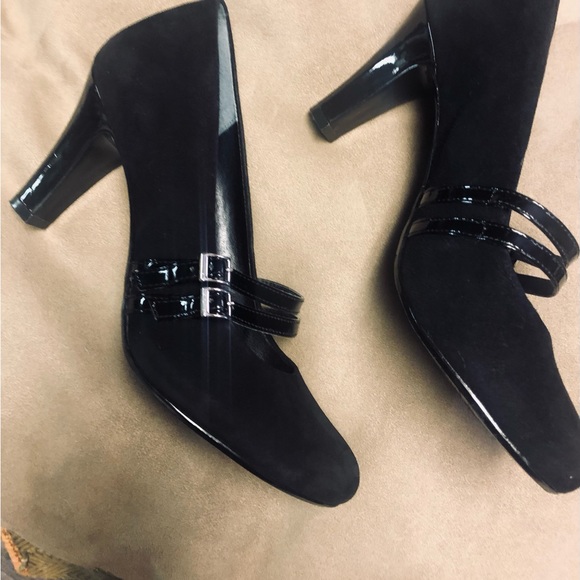 GIANI BERNINI-Black Suede ‘VALLAY’ Leather Heels size 8M - Picture 5 of 7